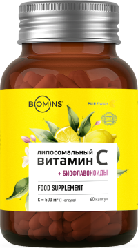 Купить Biomins Липосомальный витамин C «PureWay» с биофлавоноидами капсулы 60 шт.