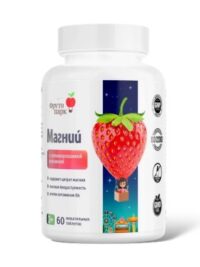 Купить Фруто парк Магний (цитрат+лактат) с сублимированной клубникой жевательные таблетки 60 шт.